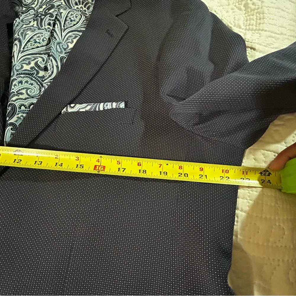 Alan Flusser Blazer Men’s Navy Micro Dot Sport Coat Jacket Business Formal Sz L